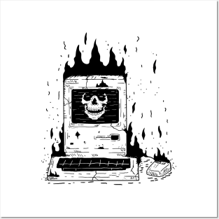 Old computer Skull Posters and Art